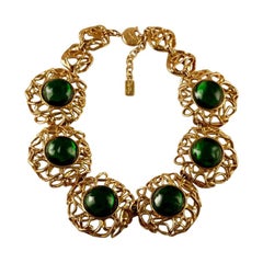 Vintage YSL Yves Saint Laurent Robert Goossens Emerald Cage Necklace