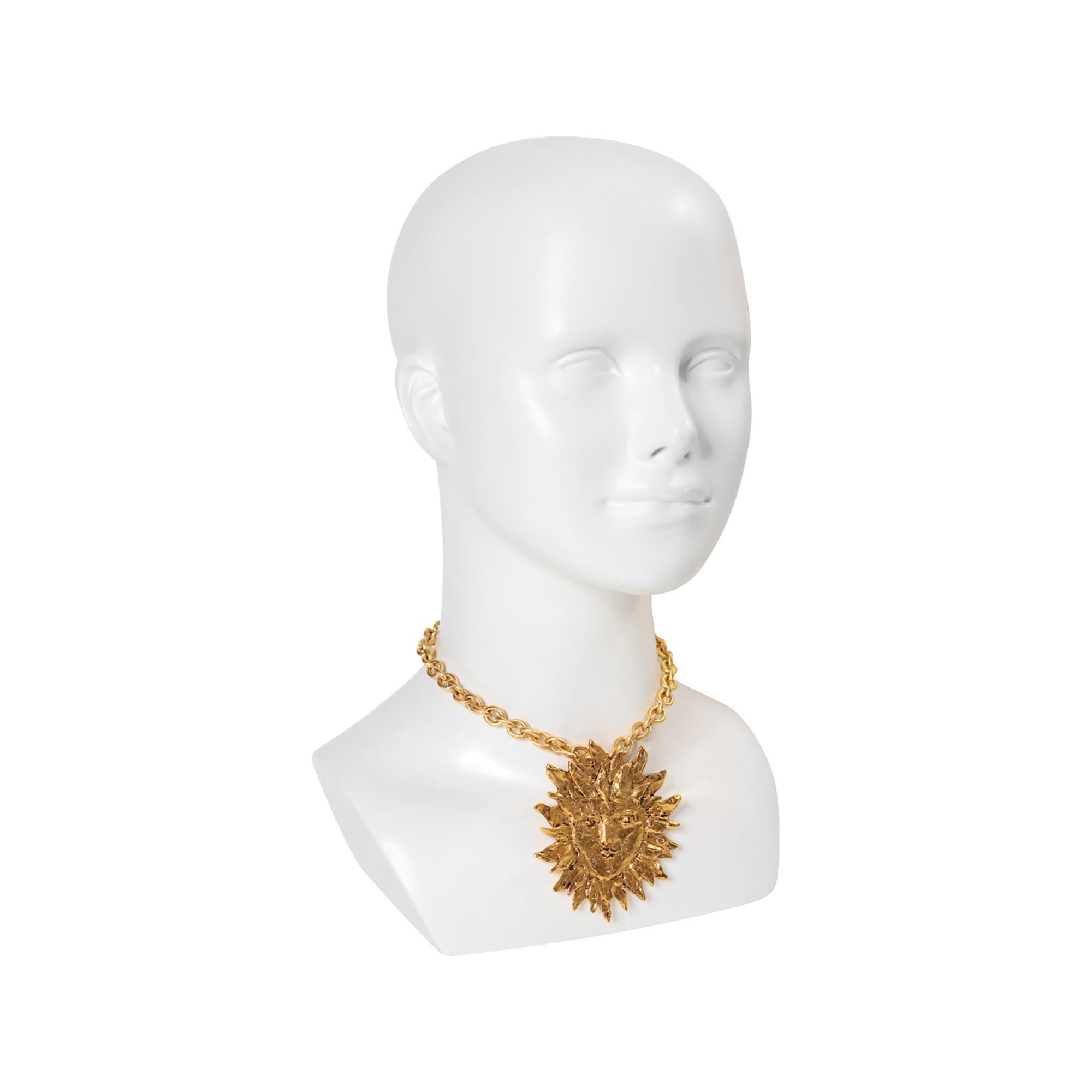 Vintage YSL Yves Saint Laurent Sun Pendant Brooch on Chain Circa 1980s For Sale 1