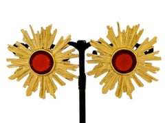Boucles d'oreilles vintage YSL Yves Saint Laurent Sunburst rubis