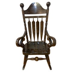 Vintage Yugoslavian High Back Wood Rocking Chair