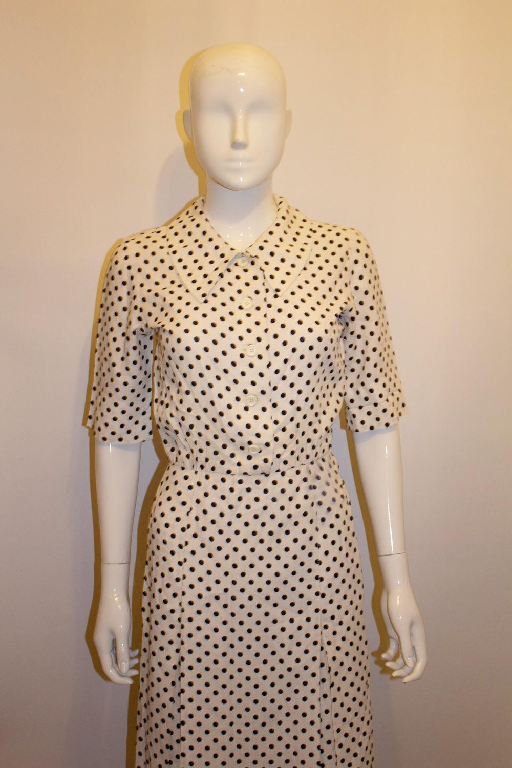 Vintage Yves Sainr Laurent  Rive Gauche  Black and White Spot Dress In Good Condition For Sale In London, GB