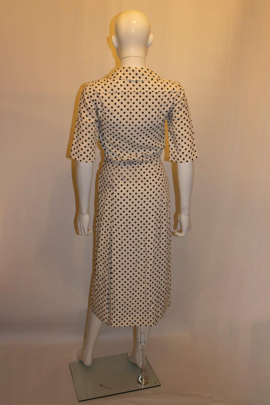 Vintage Yves Sainr Laurent  Rive Gauche  Black and White Spot Dress For Sale 2