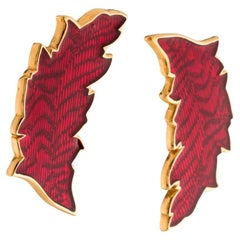 Vintage Yves Saint Lauren RIVE GAUCHE bordeaux enamel leaf clip-on earrings