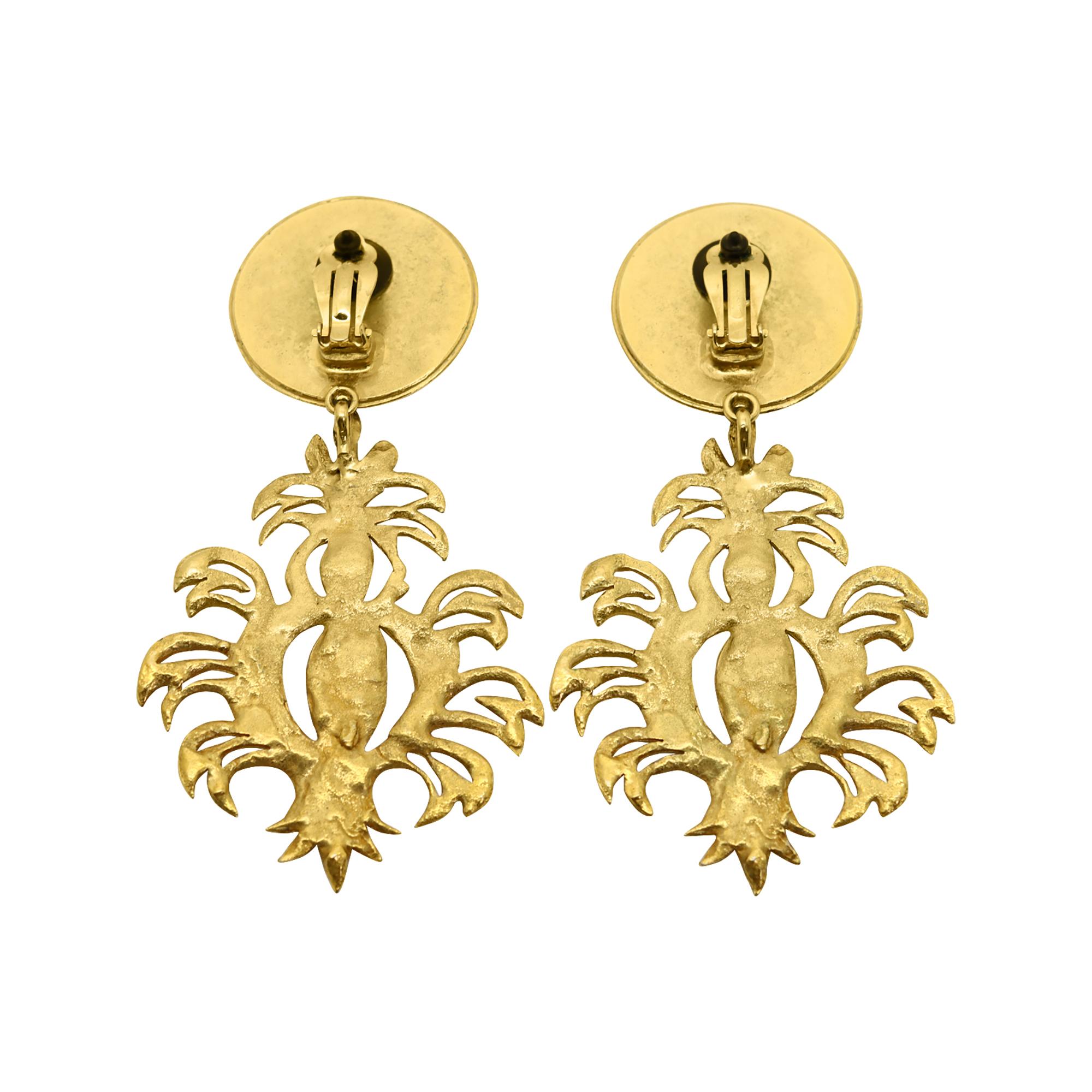 Vintage Yves Saint Lauren YSL Couture Gold-Ton mit blauen Kristallen CIRCA 1980s im Angebot 1