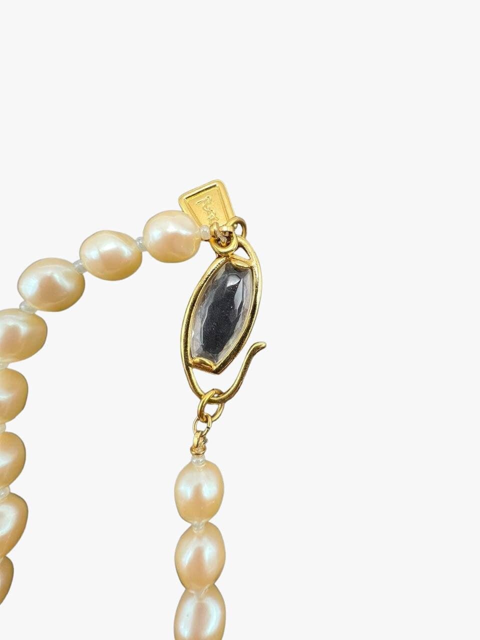 Vintage Yves Saint Lauren YSL Cream Baroque Pearl Beads Necklace, 1980s In Excellent Condition In New York, NY