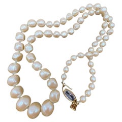 Vintage Yves Saint Lauren YSL Cream Baroque Pearl Beads Necklace, 1980s
