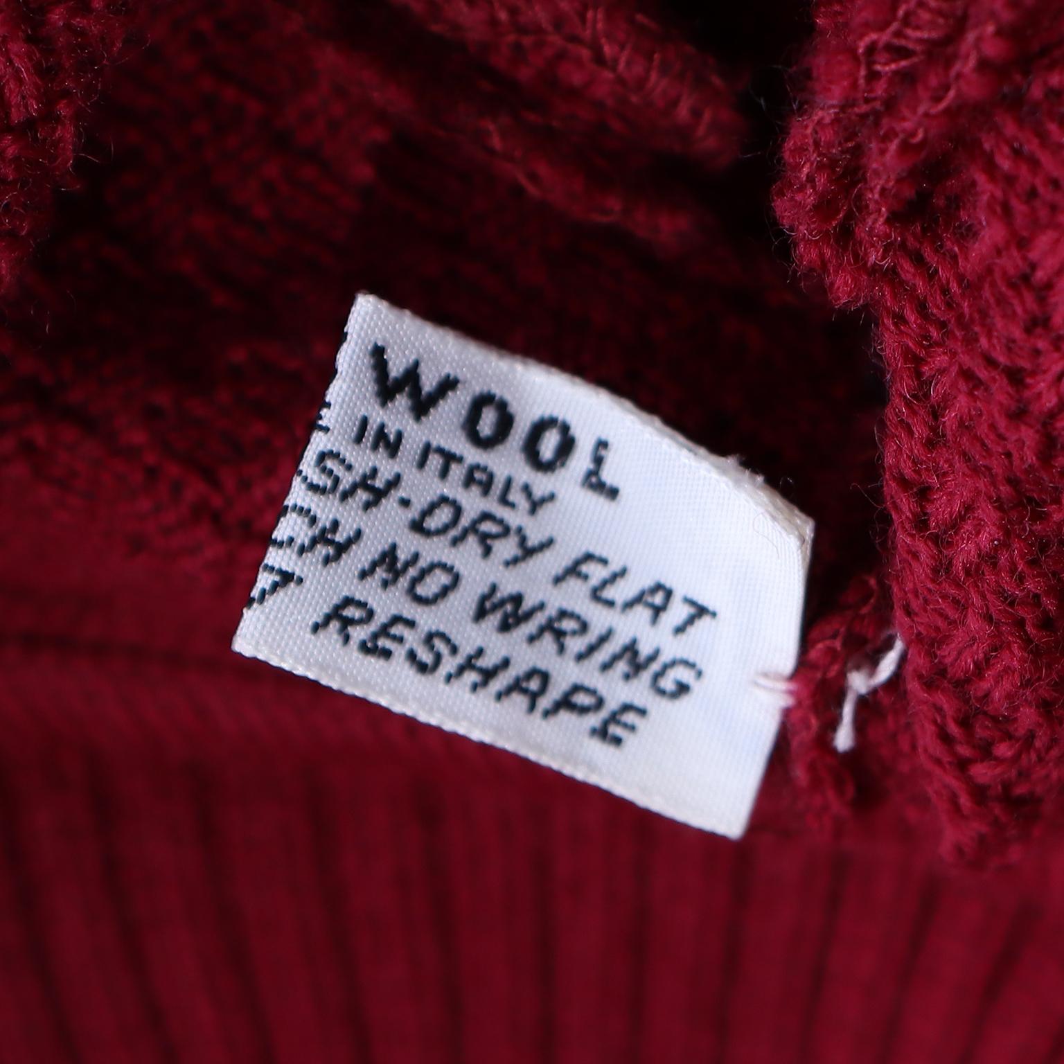 Vintage Yves Saint Laurent 1970s Burgundy Red Fringe Wool Knit Sweater For Sale 8