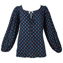 Vintage Yves Saint Laurent 1970s Floral Peasant Blouse
