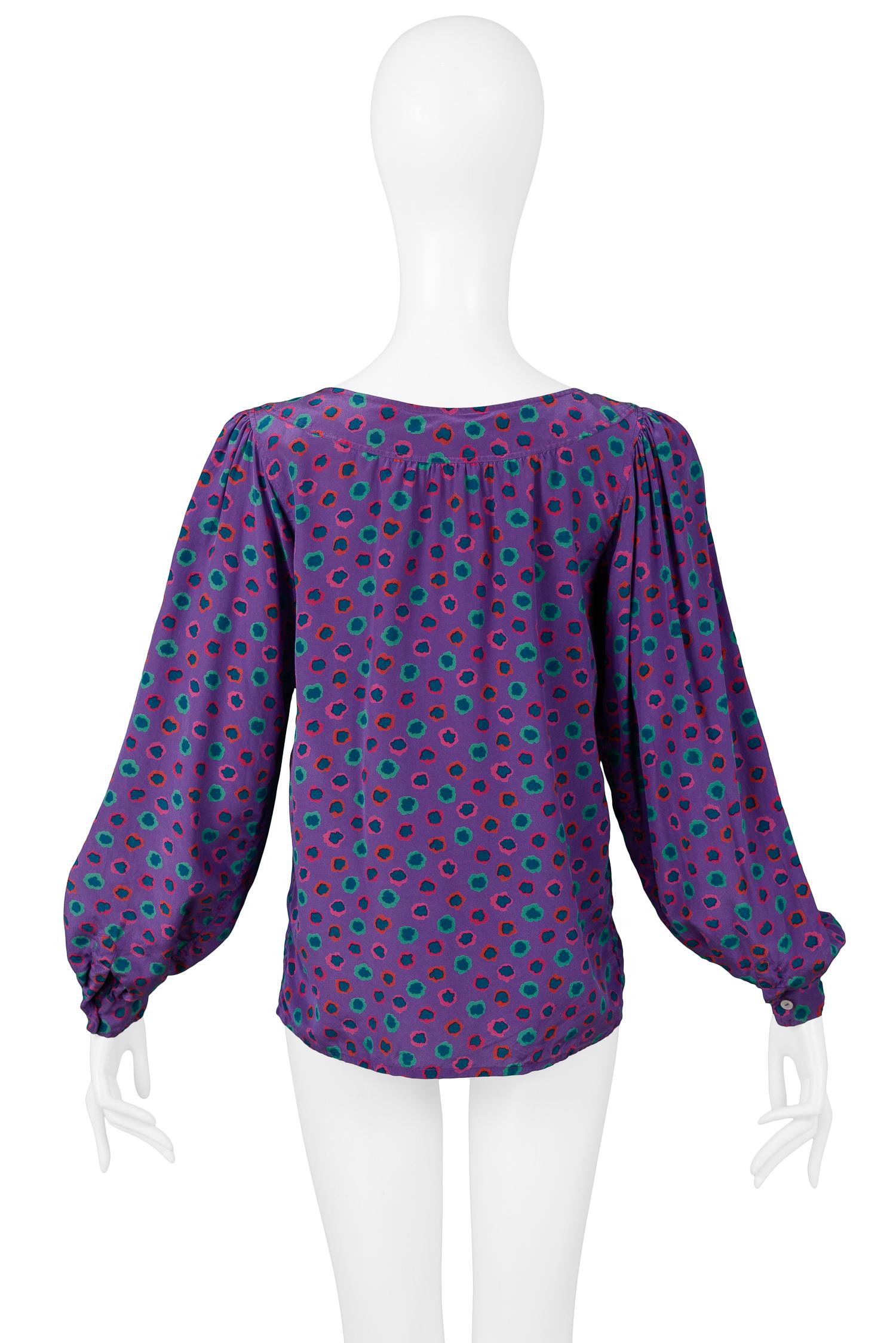 Women's Vintage Yves Saint Laurent 1970's Purple Peasant Blouse