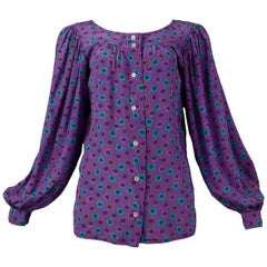 Vintage Yves Saint Laurent 1970's Purple Peasant Blouse