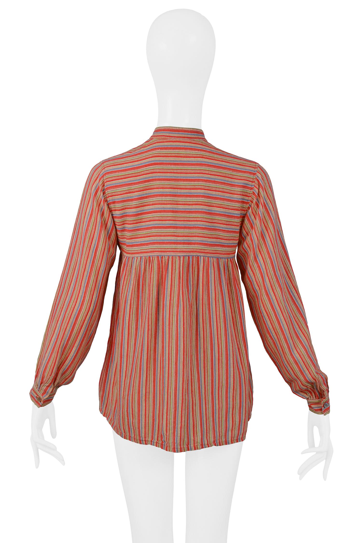 Women's Vintage Yves Saint Laurent 1970's Red Stripe Blouse