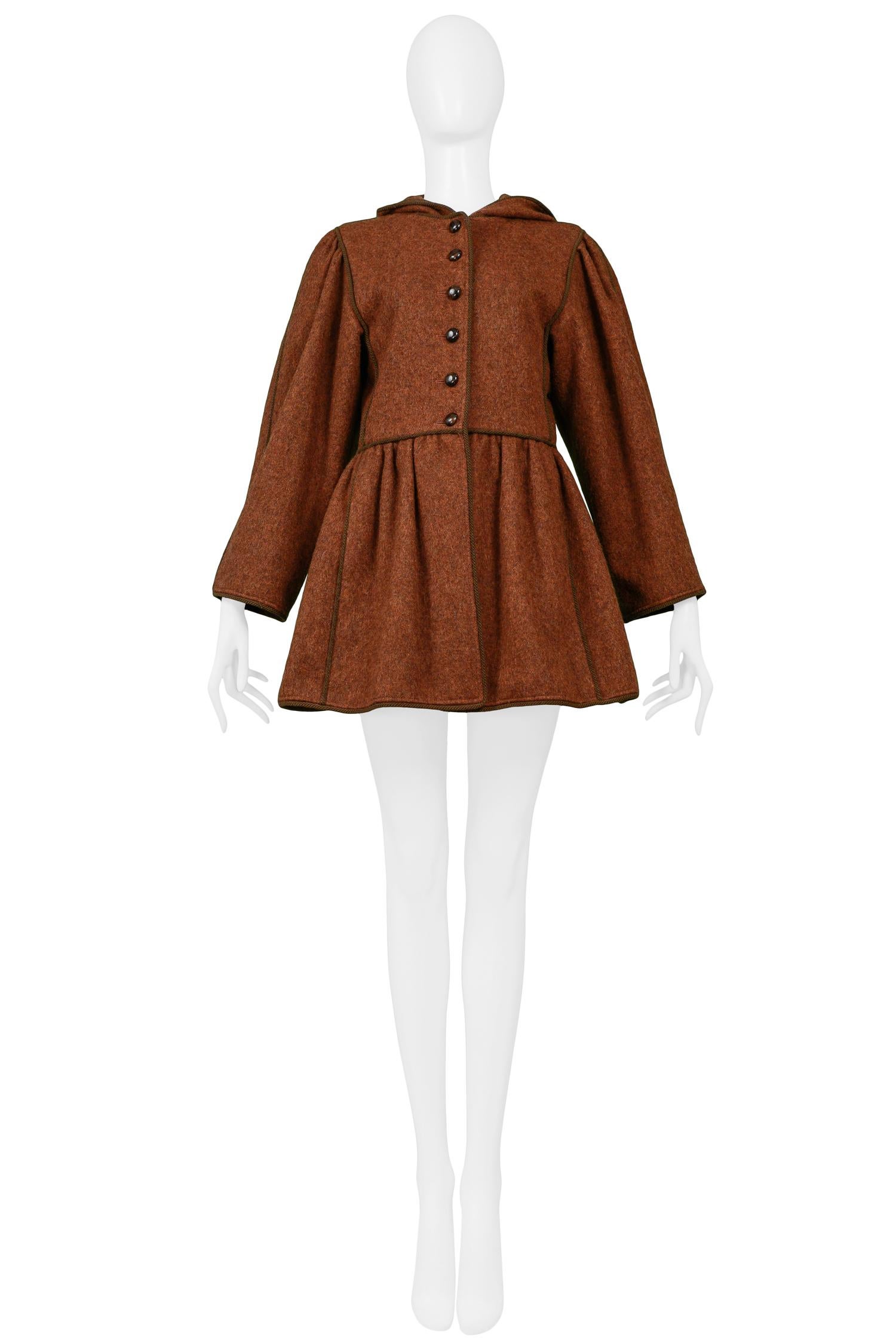 Brown Vintage Yves Saint Laurent 1970's Russian Hooded Coat 