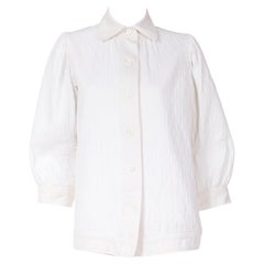 Vintage Yves Saint Laurent 1970er Jahre Weiße gesteppte Jacke aus Baumwollmischung im Rauchstil 