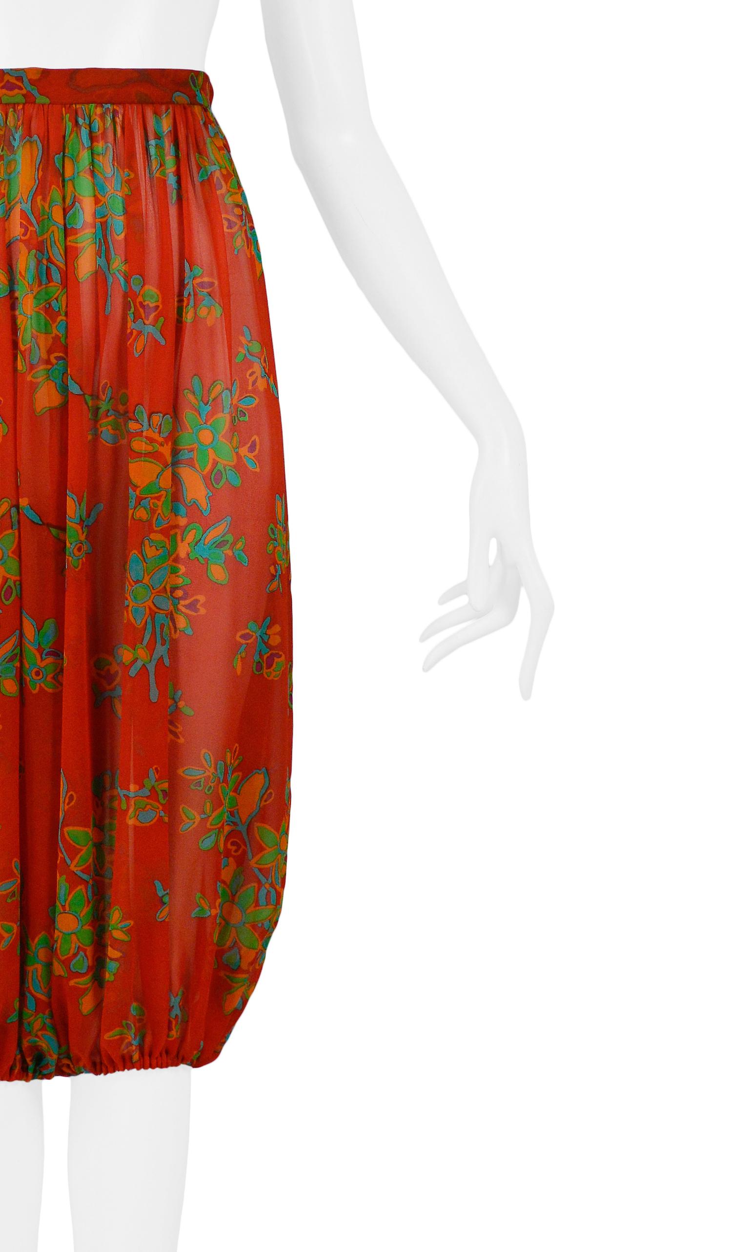 Red Vintage Yves Saint Laurent 1973 Floral Harem Pants