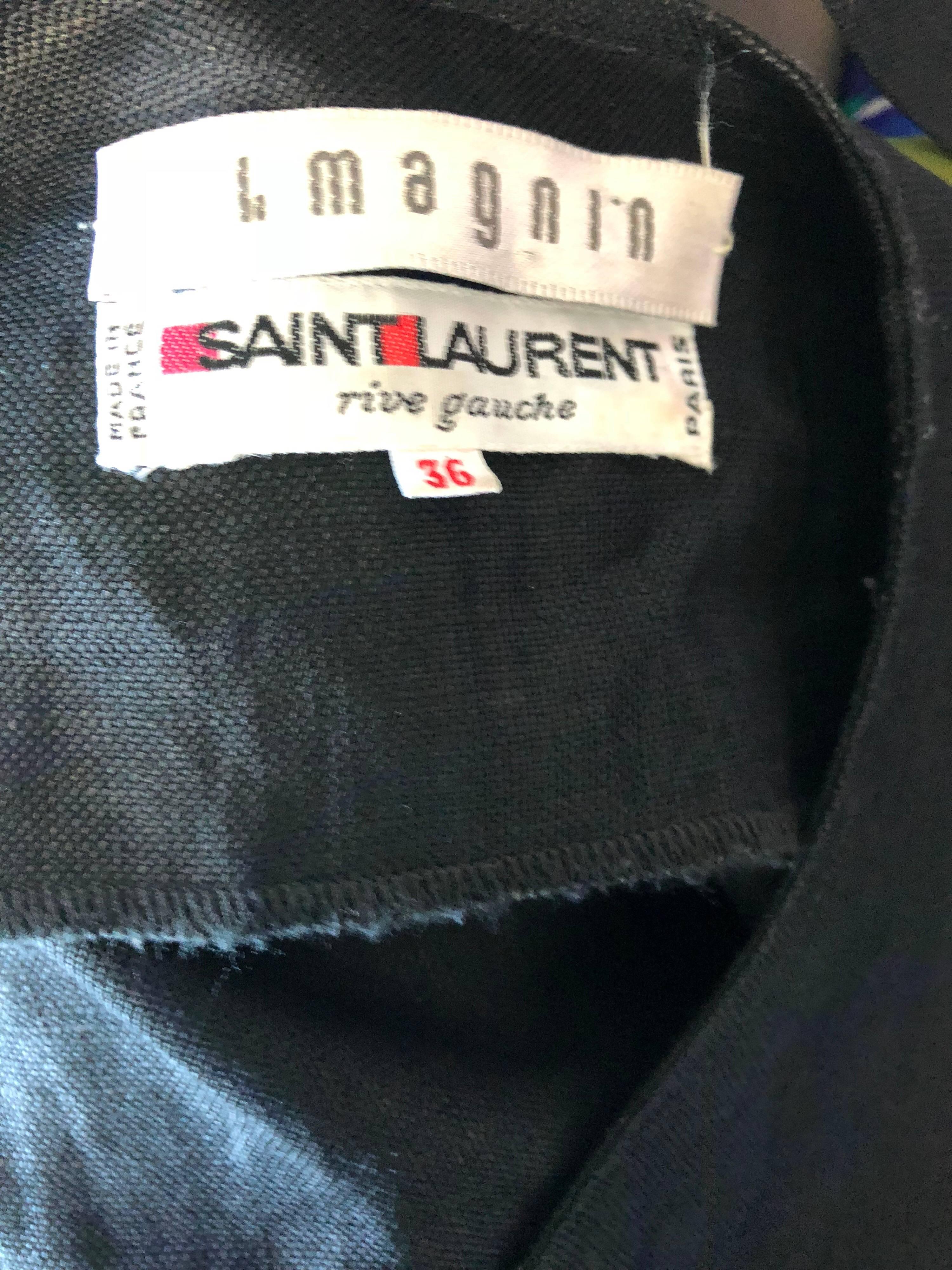 Vintage Yves Saint Laurent 1980s Black Linen Short Sleeve 80s Belted Dress YSL 4