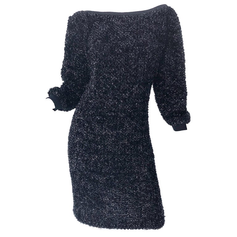 susana monaco faux leather dress YSL Rive Gauche A/W 1983 Sequin Dress – Vintage Grace main image 1