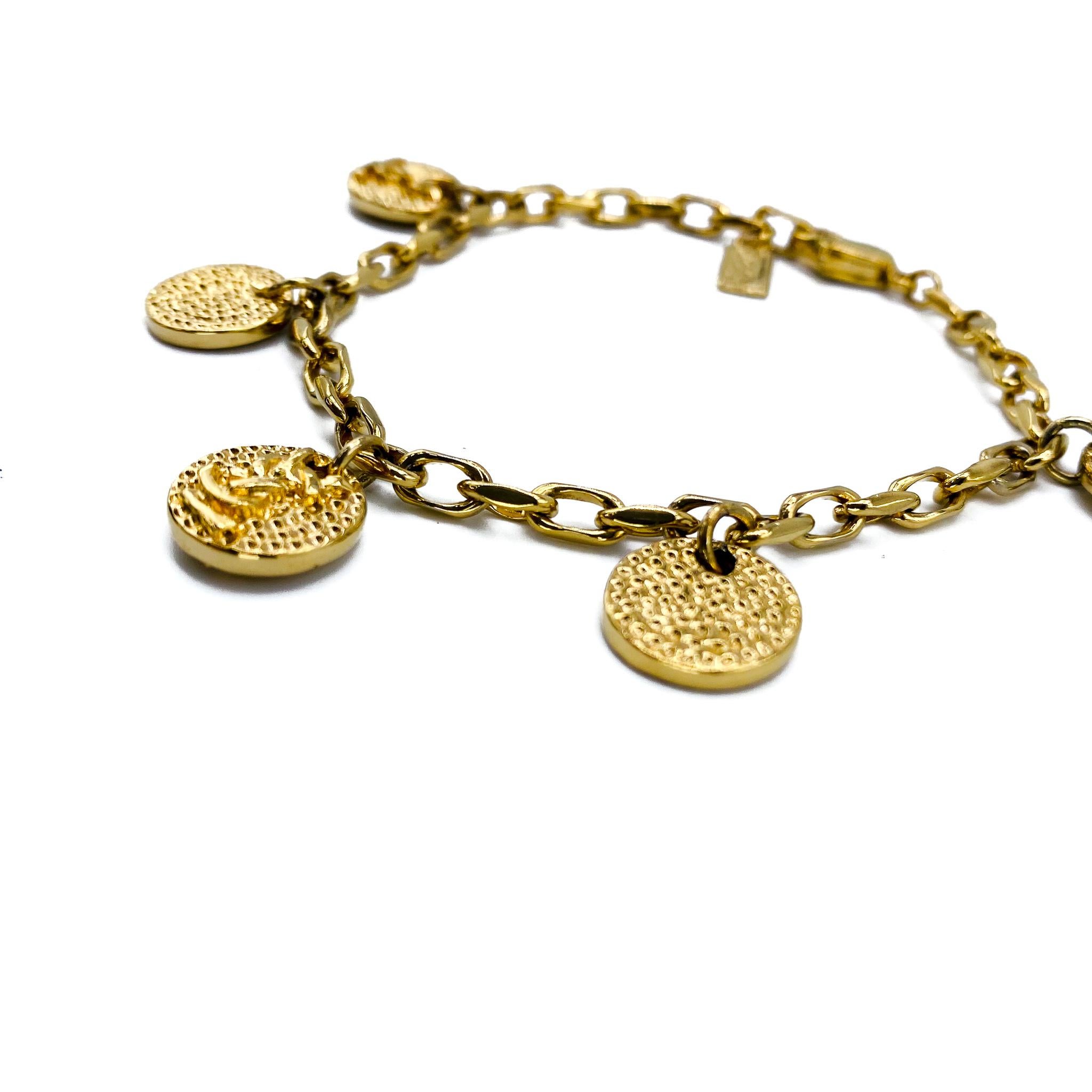 Women's Vintage Yves Saint Laurent 1990s Gold Plated Charm Bracelet