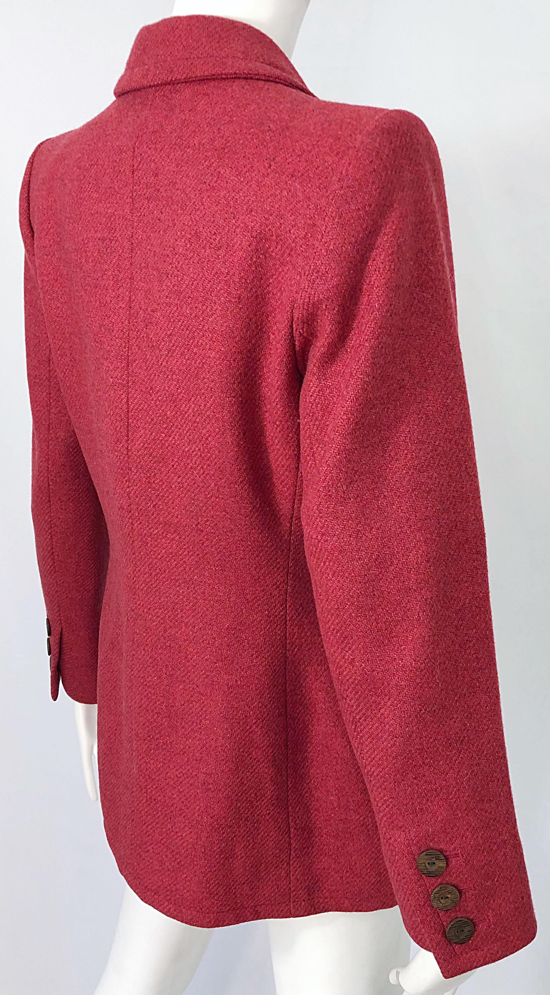 Vintage Yves Saint Laurent 1990s Raspberry Pink Classic 90s Blazer Jacket YSL 7