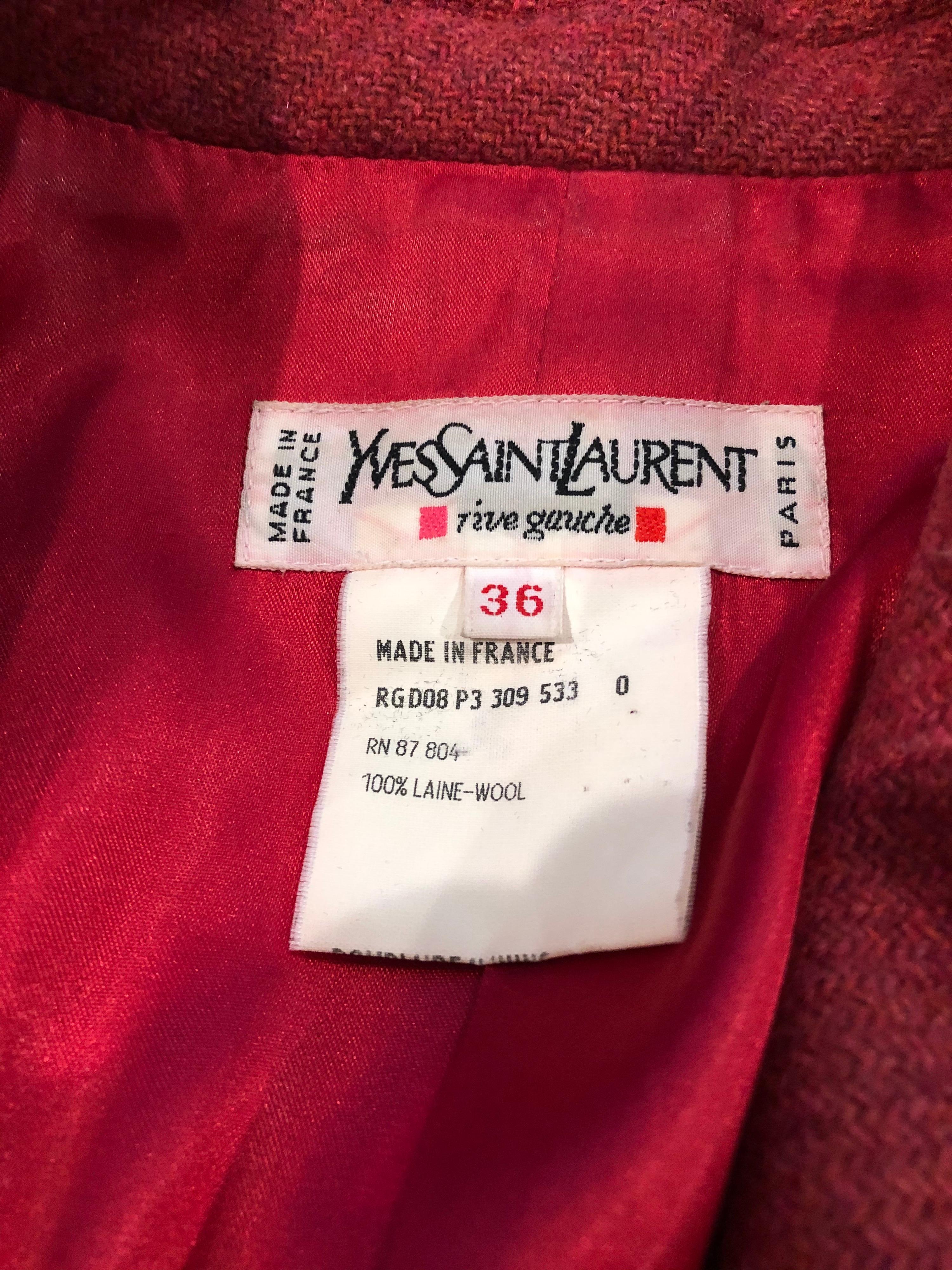 Vintage Yves Saint Laurent 1990s Raspberry Pink Classic 90s Blazer Jacket YSL 12