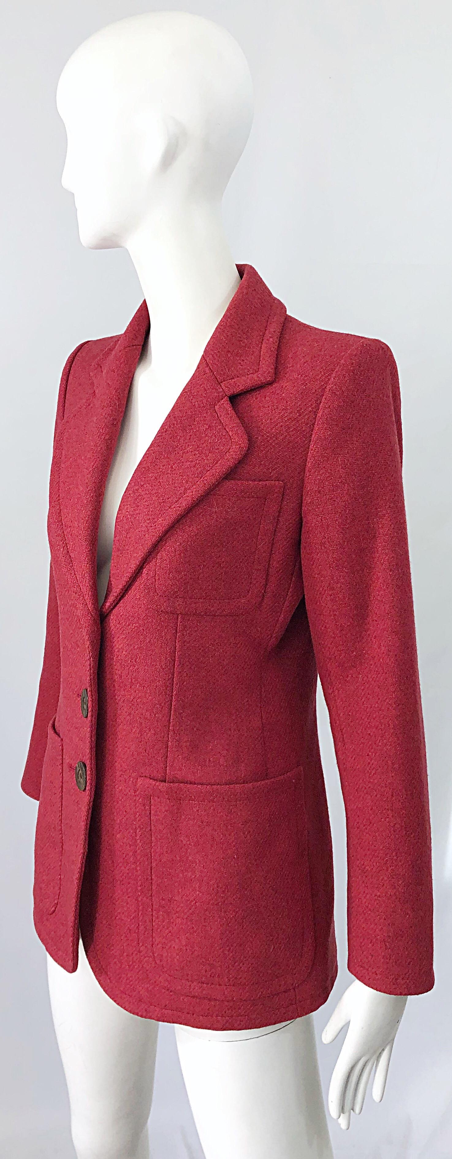 Vintage Yves Saint Laurent 1990s Raspberry Pink Classic 90s Blazer Jacket YSL 2