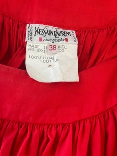 Vintage Yves Saint Laurent 1990 Taille 38 Rouge Blanc Coton 90s Robe Trapèze YSL