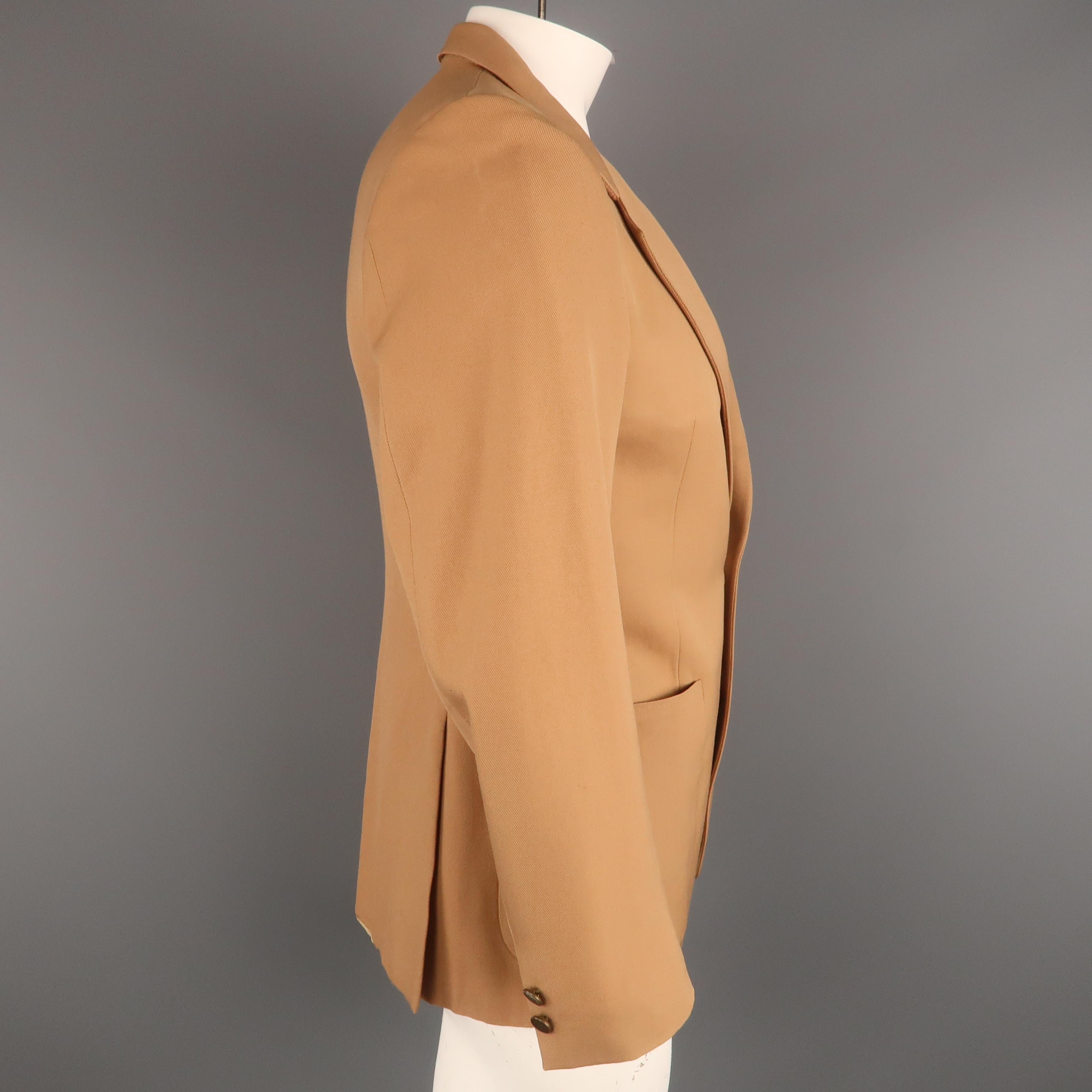 Vintage YVES SAINT LAURENT 40 Tan Solid Notch Lapel Sport Coat 1
