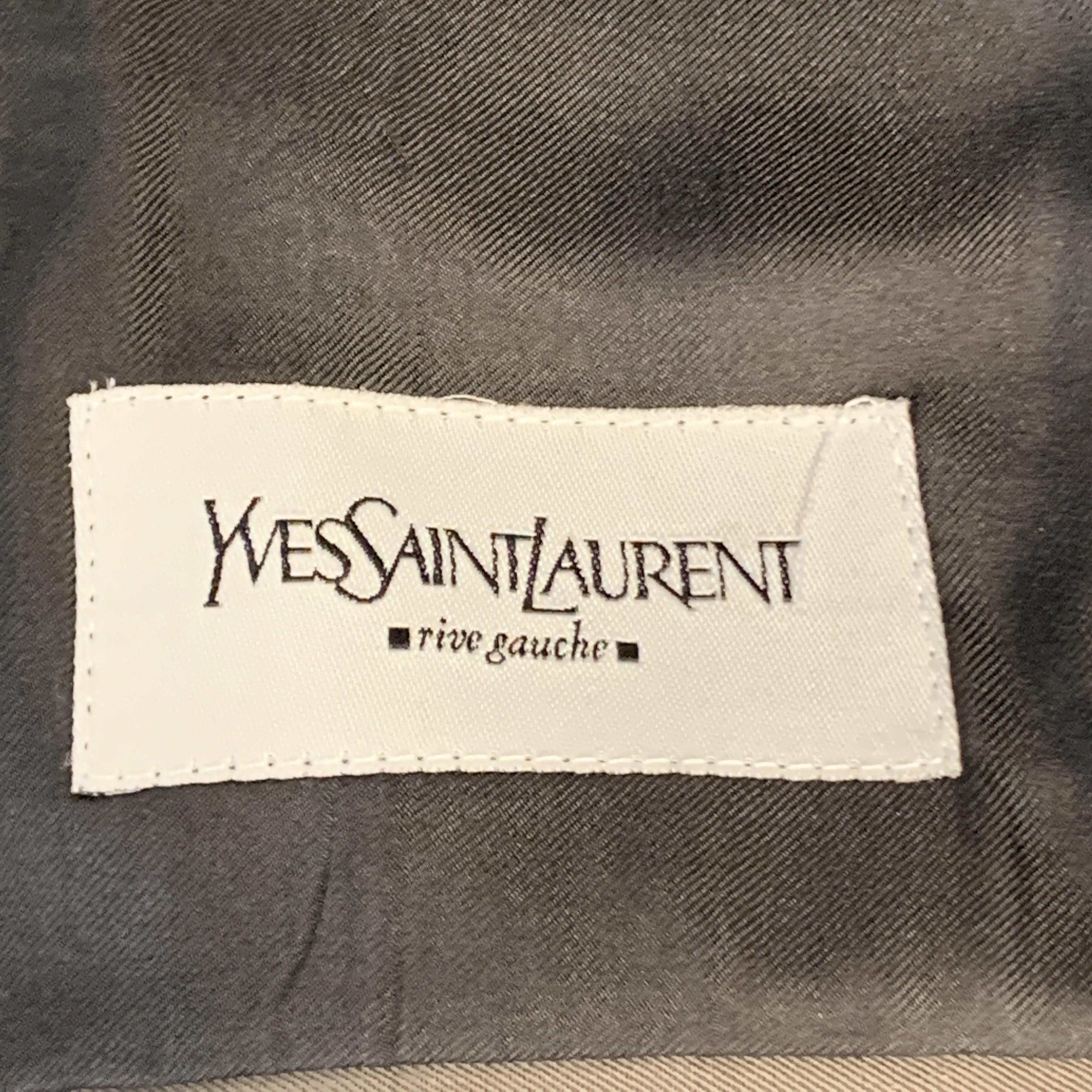 Vintage YVES SAINT LAURENT 42 Regular Taupe Wool Suit 3