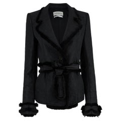 Vintage Yves Saint Laurent A/W 2004 Veste ceinturée bordée de vison