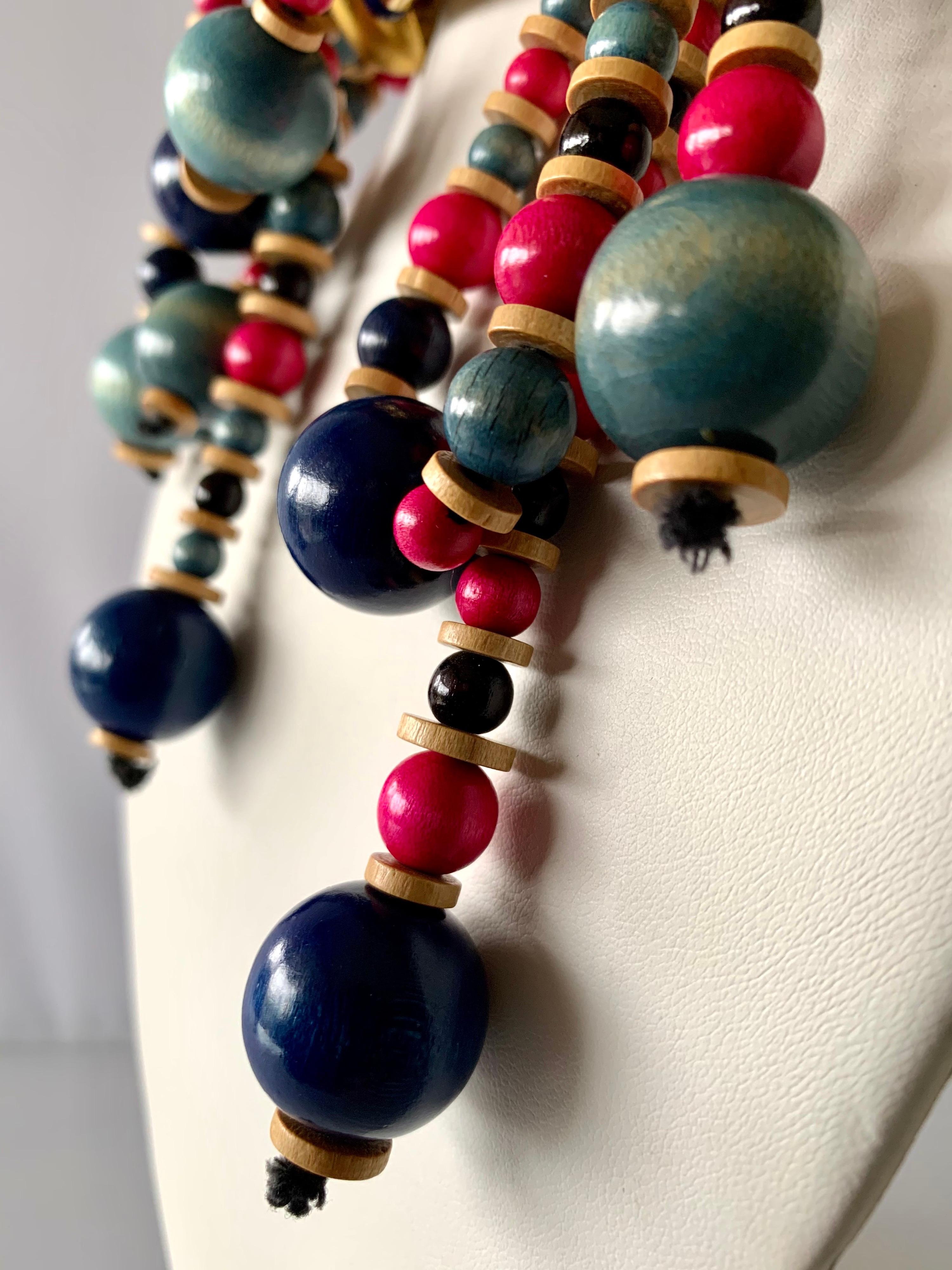 Vintage Yves Saint Laurent African Collection Gold and Pink Necklace In Good Condition In Palm Springs, CA
