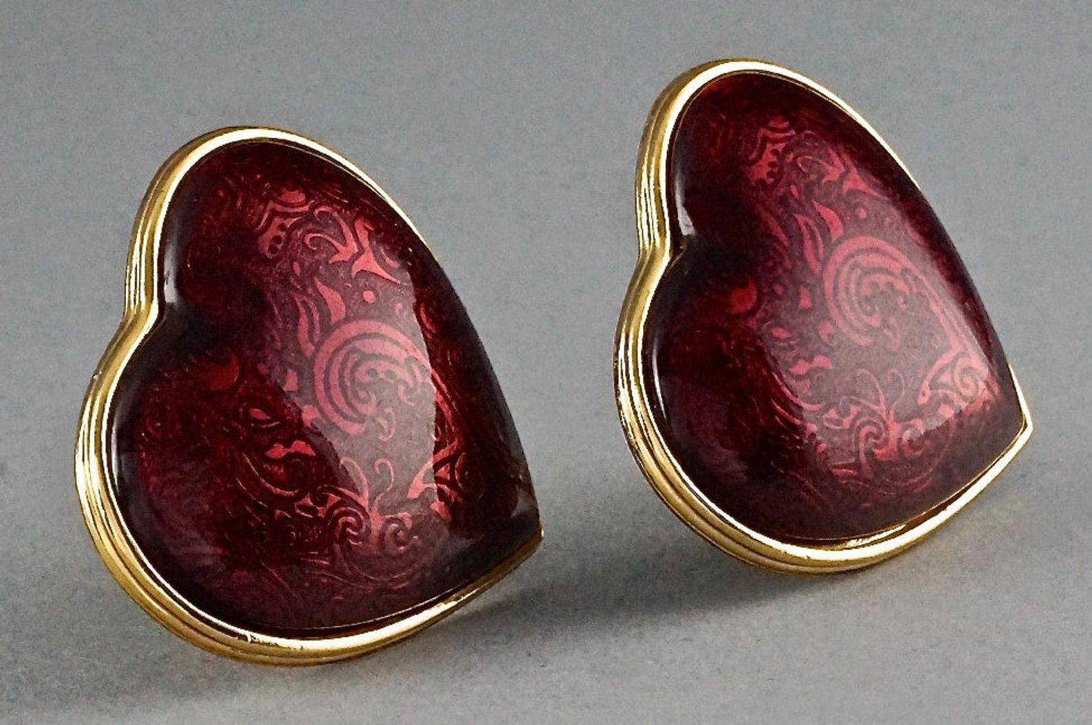ysl vintage heart earrings