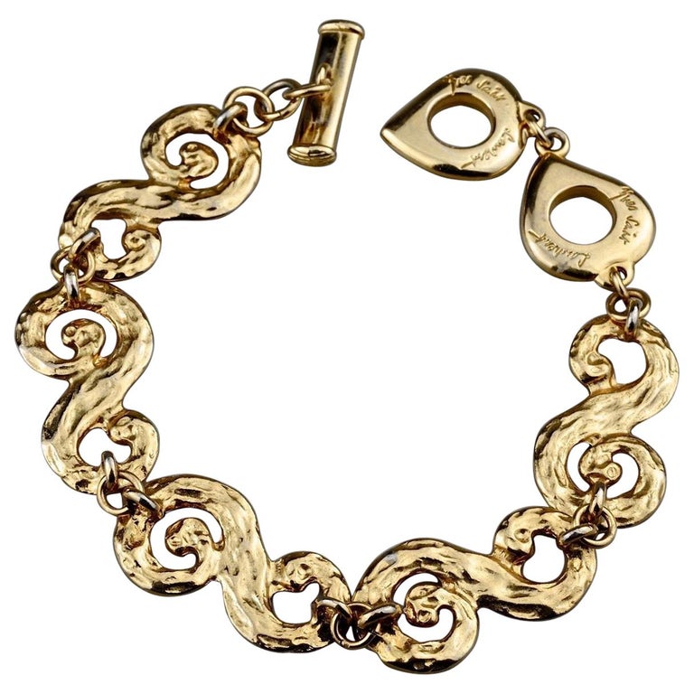 Vintage YVES SAINT LAURENT Arabesque Hammered Bracelet For Sale at 1stDibs