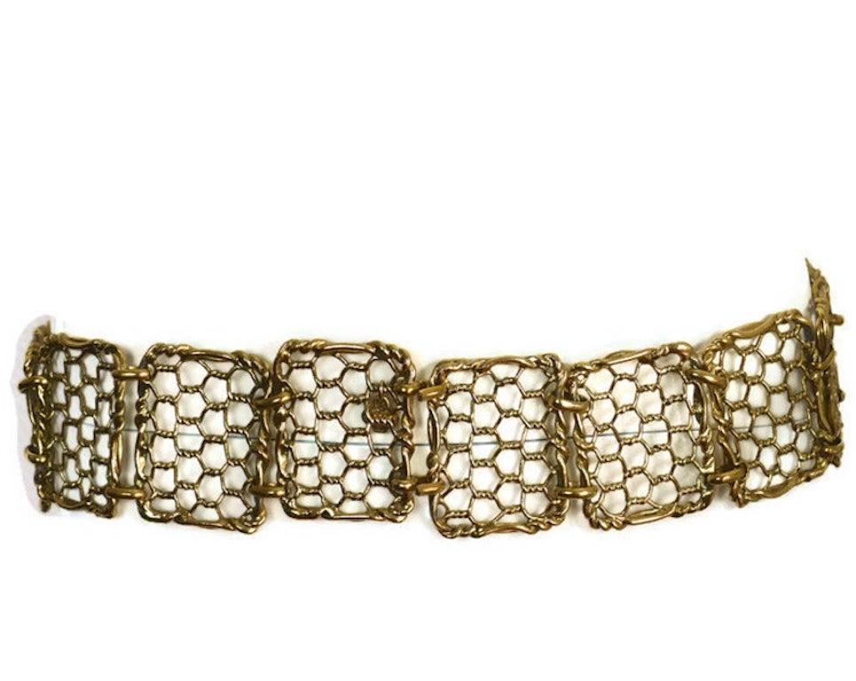Beige Vintage YVES SAINT LAURENT Articulated Mesh Belt For Sale