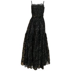Vintage Yves Saint Laurent Black Lace with Gold lace thread