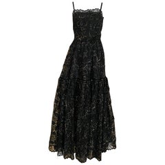 Vintage Yves Saint Laurent Black Lace with Gold lace thread