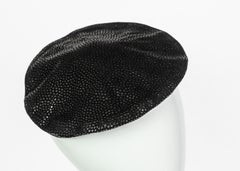 Vintage Yves Saint Laurent Black Leather Beret