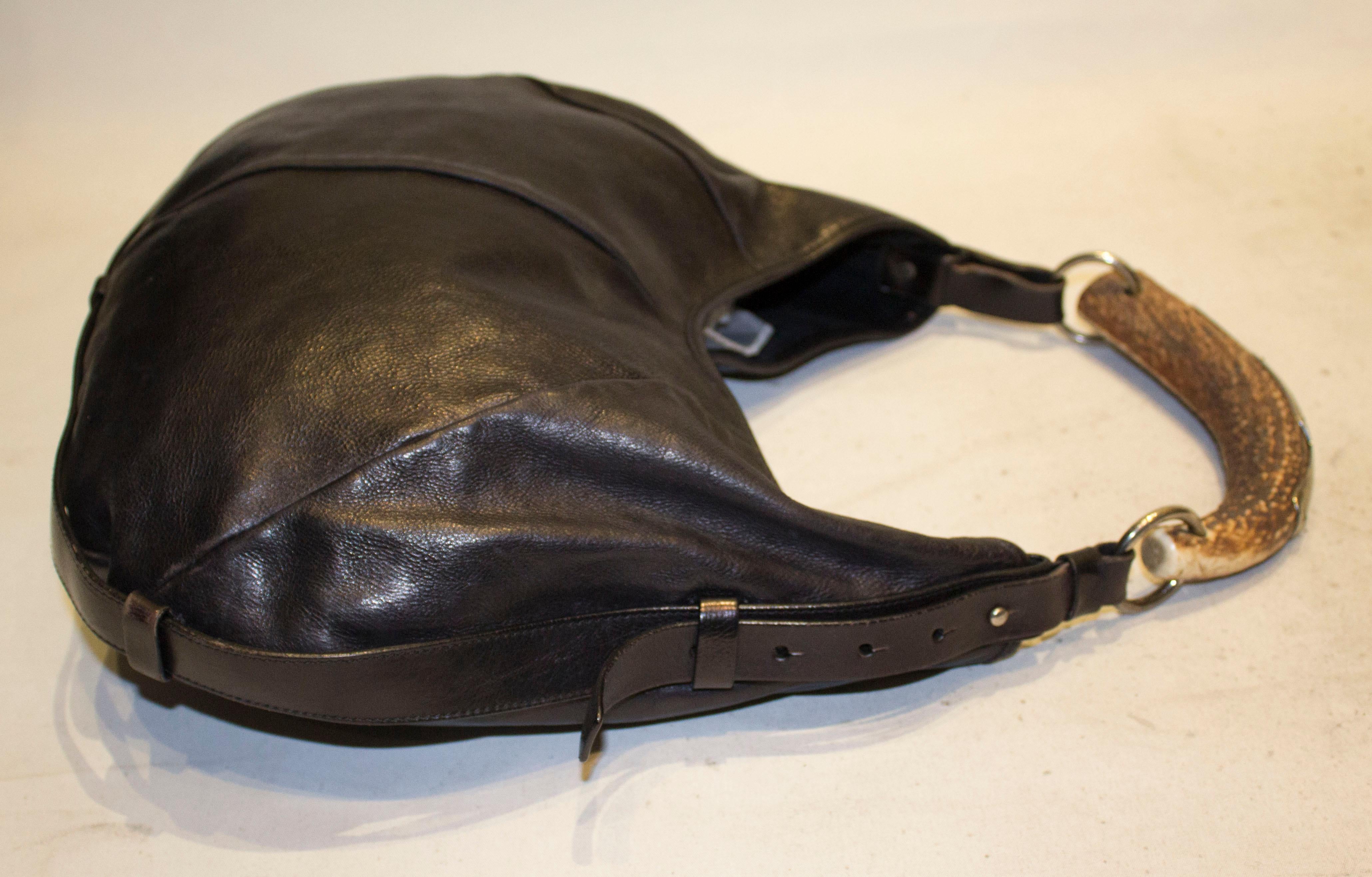 Black Vintage Yves Saint Laurent black Leather Mombasa Bag