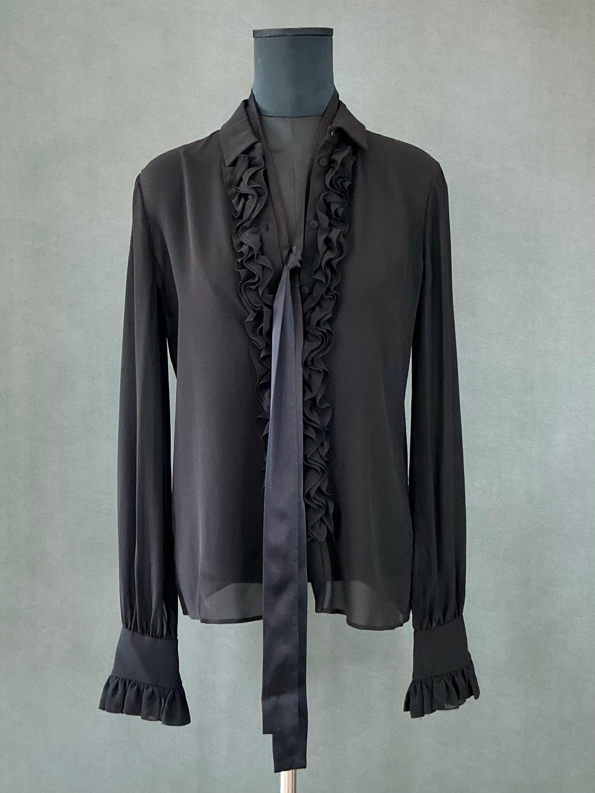 Camicetta da smoking trasparente vintage di Yves Saint Laurent in vendita 3