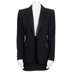 Used Yves Saint Laurent black Smoking Tuxedo jacket and skirt set