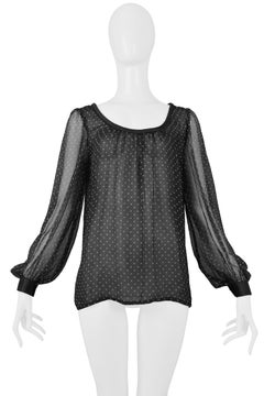 Vintage Yves Saint Laurent Black & White Dot Chiffon Blouse