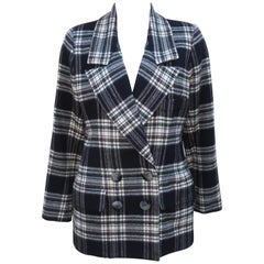 Vintage Yves Saint Laurent Black & White Plaid Wool Jacket