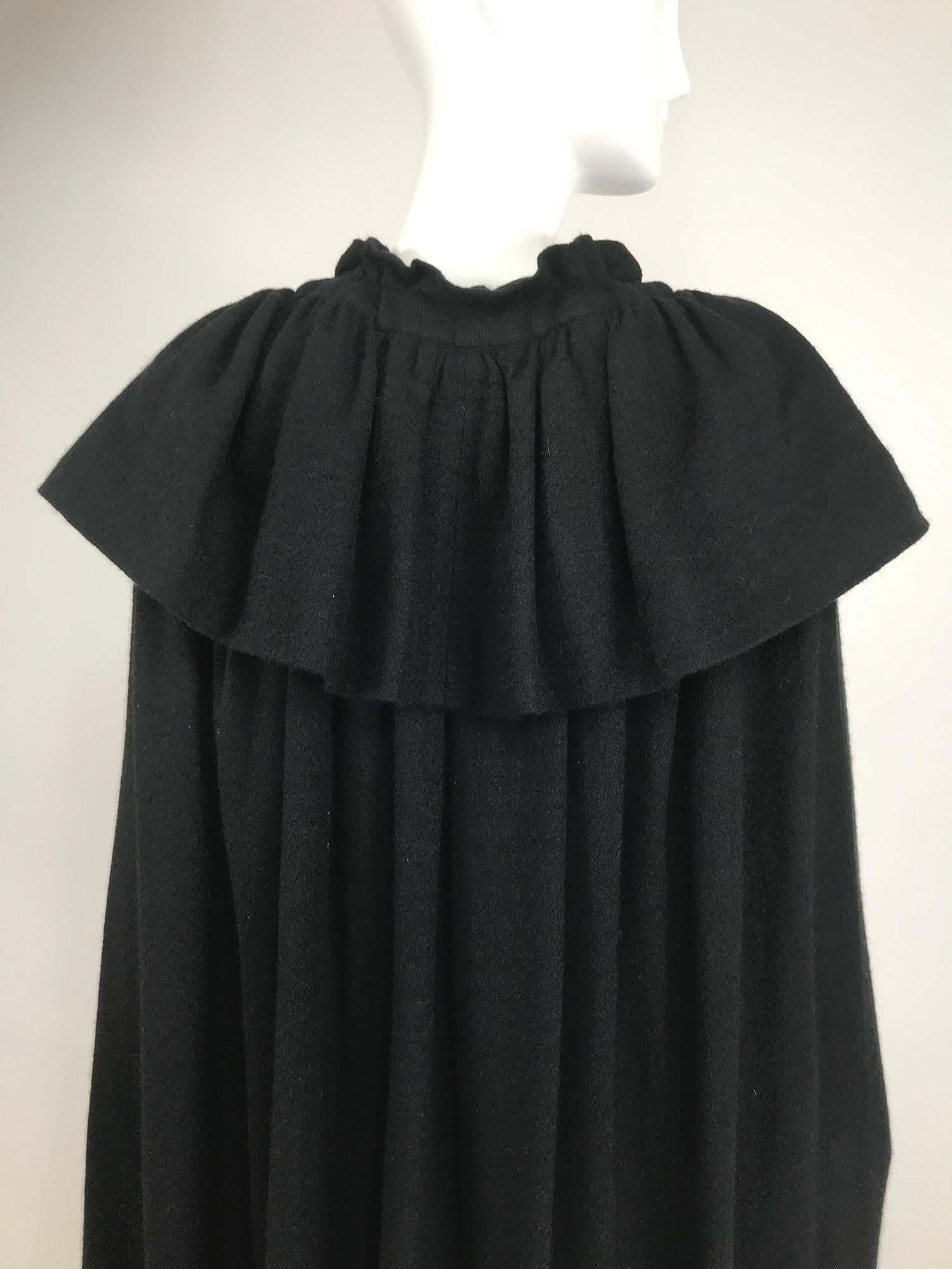 Vintage Yves Saint Laurent Black Wool Cape 1970s For Sale 11
