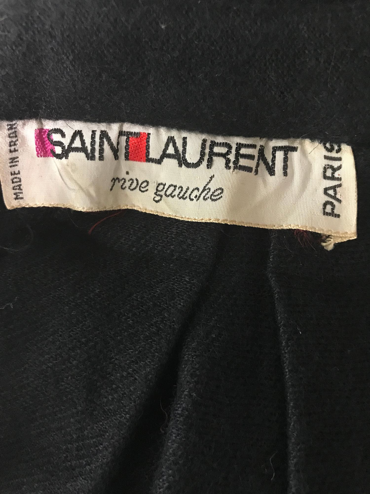 Vintage Yves Saint Laurent Black Wool Cape 1970s For Sale 12