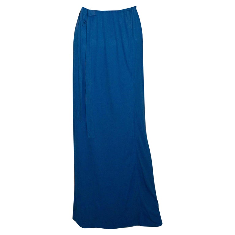 Vintage Yves Saint Laurent Blue Skirt at 1stDibs