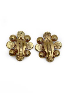 Yves Saint Laurent Boucles d'oreilles à clips vintage bleu et jaune