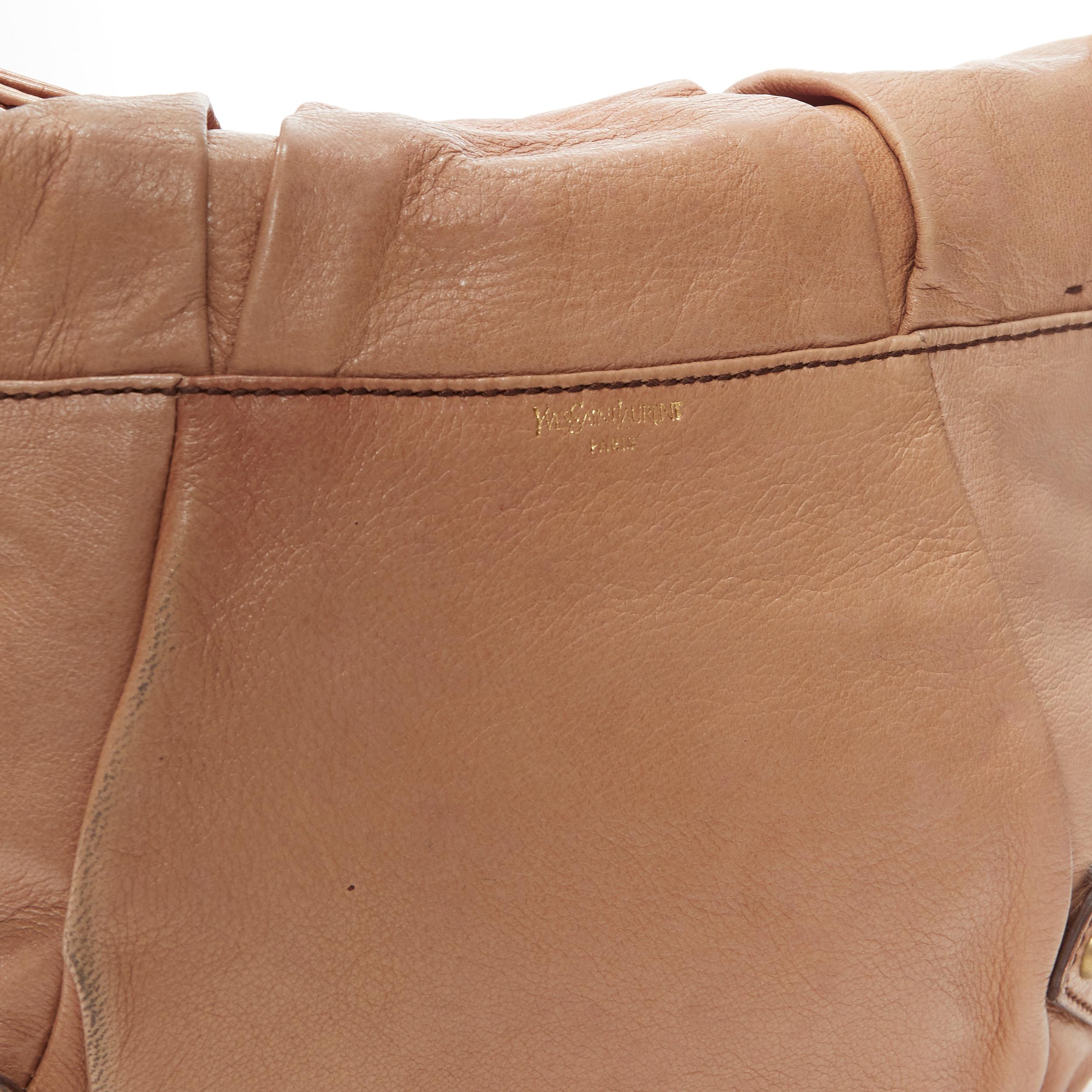 vintage YVES SAINT LAURENT Bow Chevre tan brown leather ribbon flap shoulder bag 3
