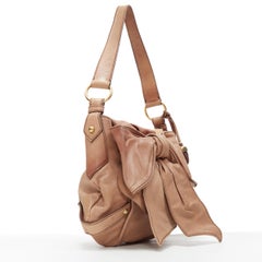vintage YVES SAINT LAURENT Bow Chevre tan brown leather ribbon flap shoulder bag