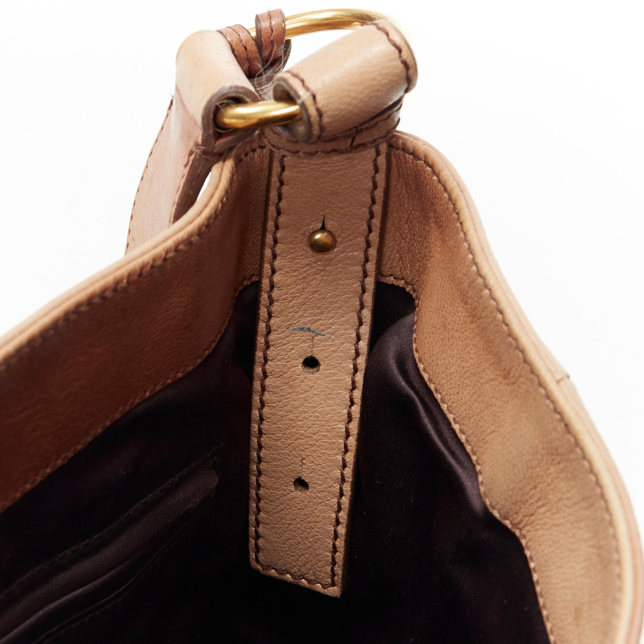 vintage YVES SAINT LAURENT Bow Chevre tan brown leather ribbon flap shoulder bag 1