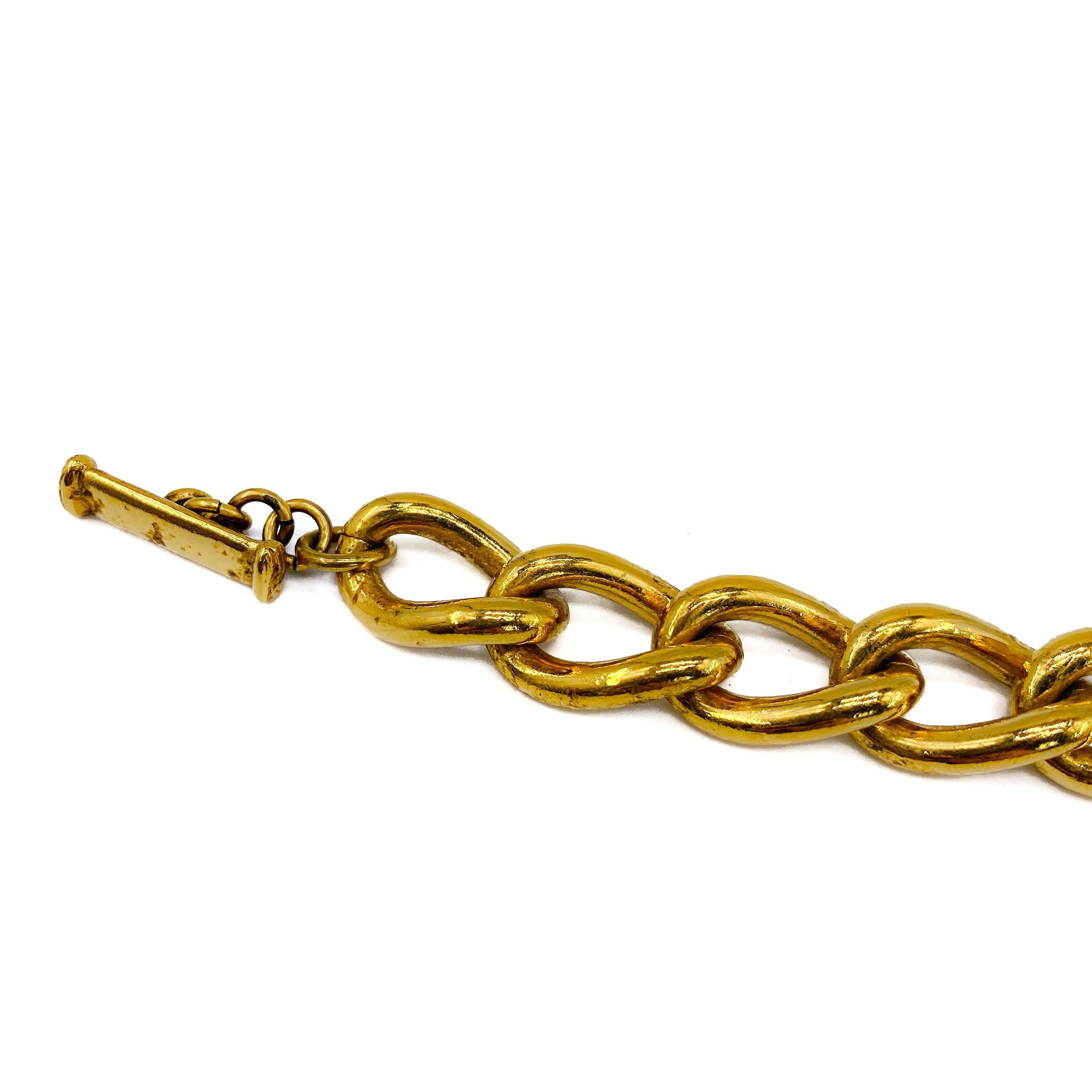 Vintage Yves Saint Laurent Gold Plated Charm Bracelet 1990s 2