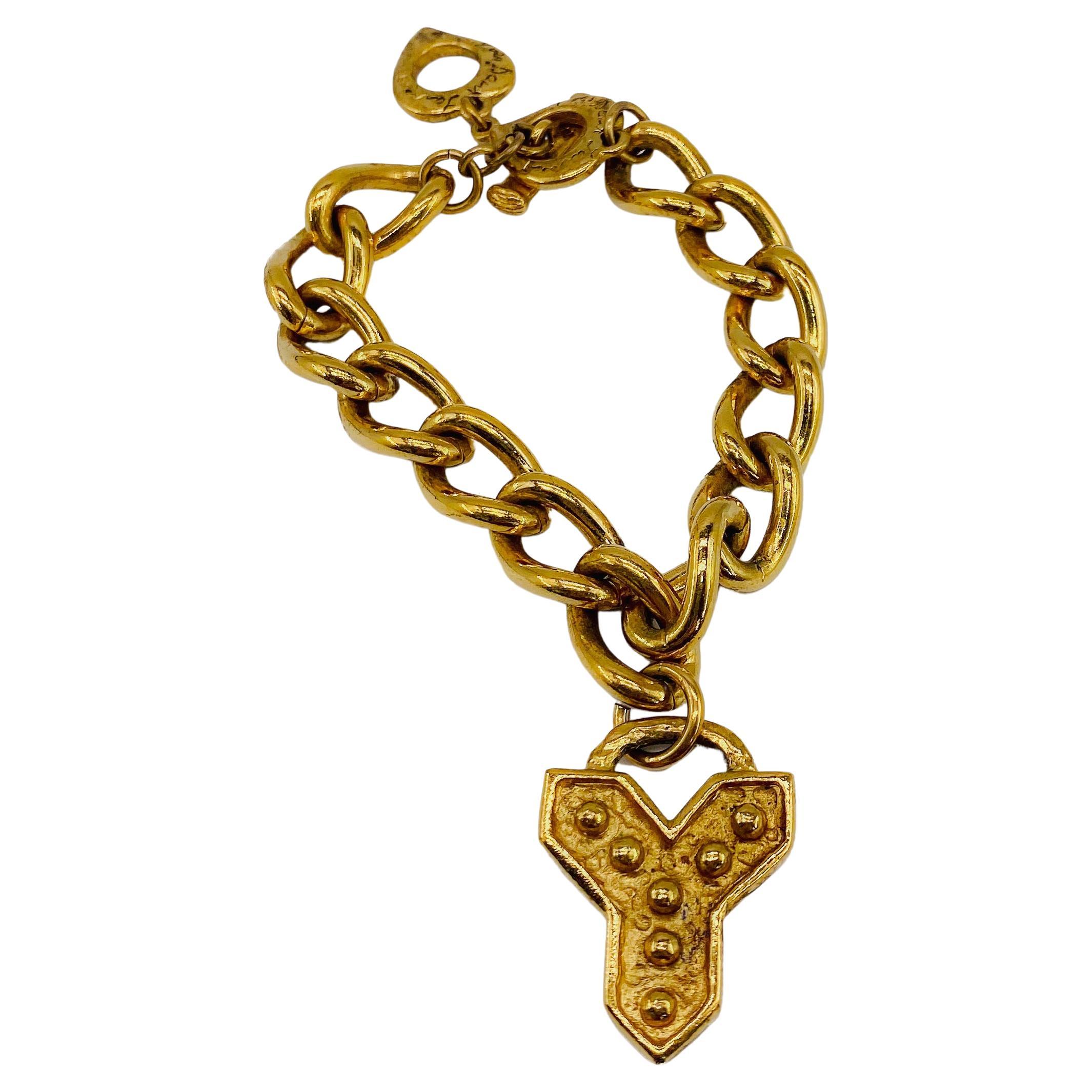 Vintage Yves Saint Laurent Gold Plated Charm Bracelet 1990s