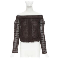Yves Saint Laurent vintage, maglione marrone con intarsi a pois, top M.